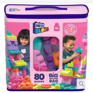 MEGA BLOKS, FIRST BUILDERS BIG BUILDING BAG. 
80 Pieces AGES 1 AND UP